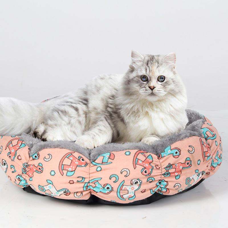 Calming Donut Round Plush Pet Bed