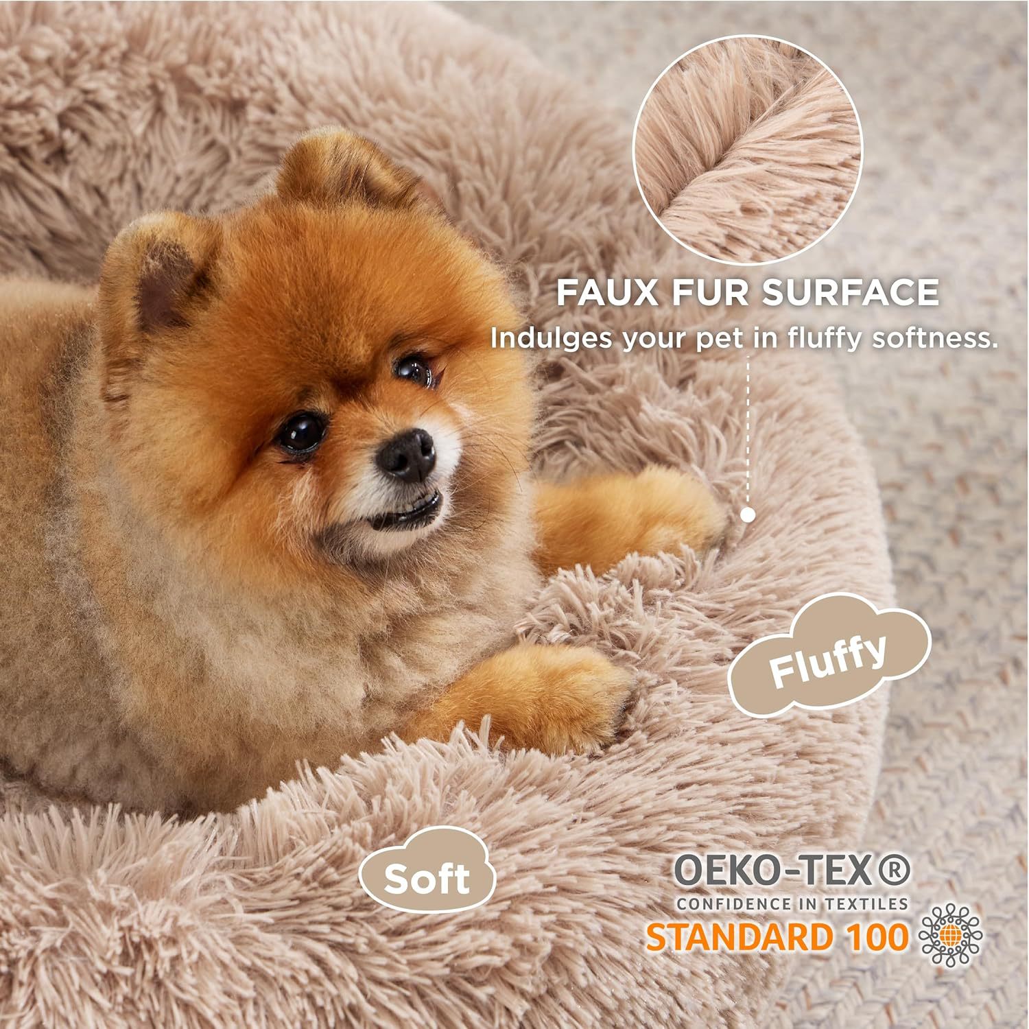 Indoor Solid Color Non-Slip Round Plush Pet Bed