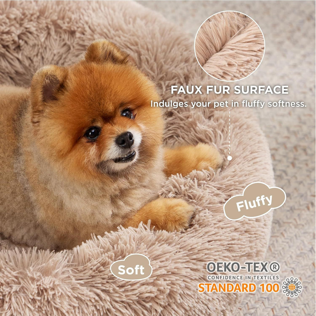 Indoor Solid Color Non-Slip Round Plush Pet Bed