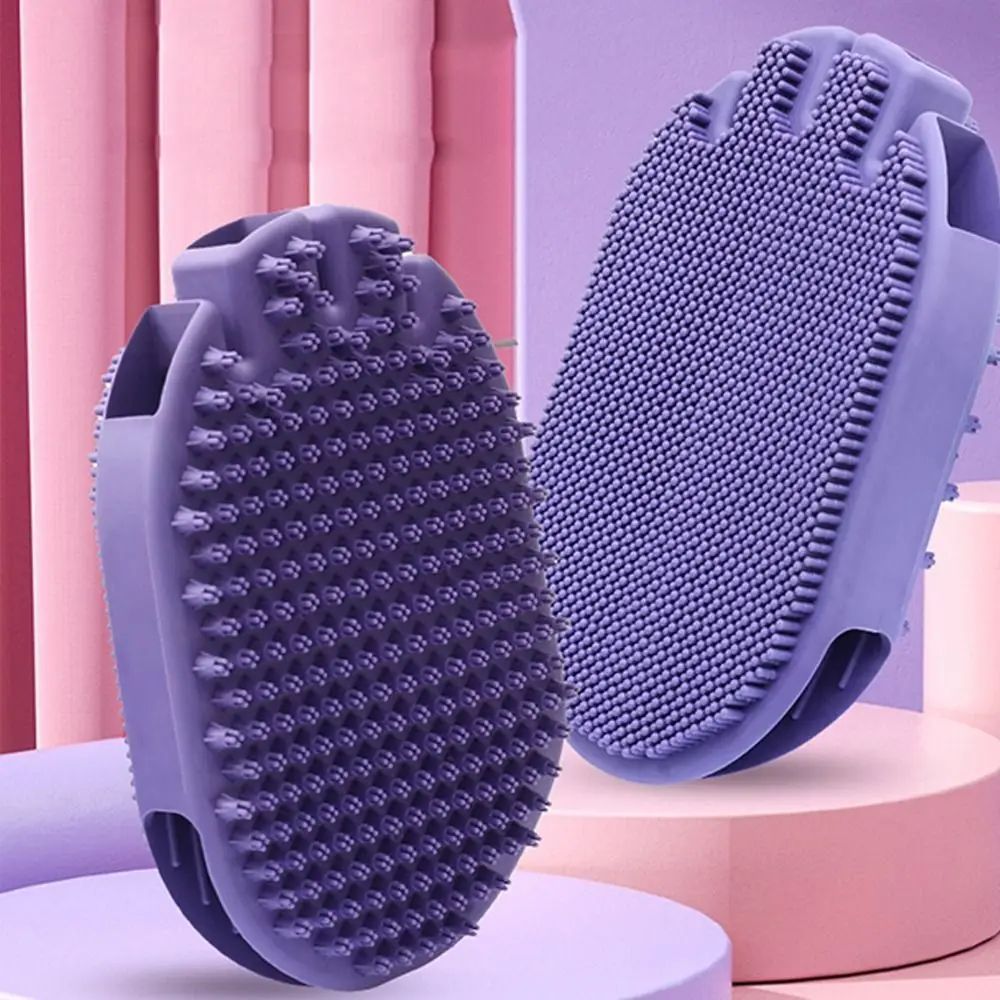 Dual-Sided Soft Bristle Pet Shampoo And Grooming Brush
