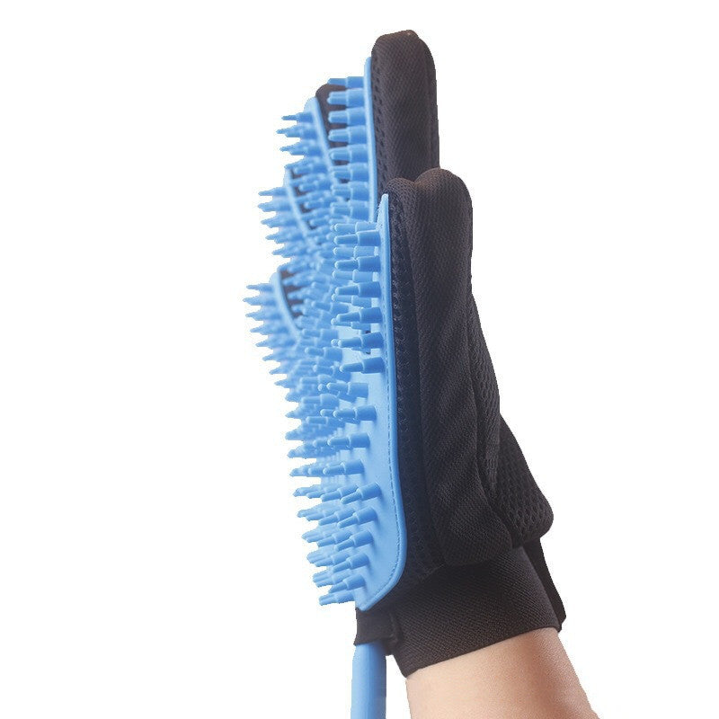 Five-Finger Silicone Pet Bath Brush With Hose Spray