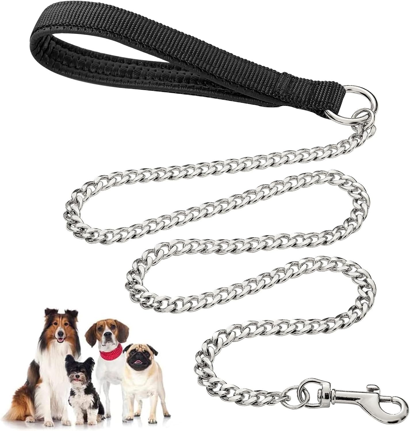 Heavy Duty Metal Chain Pet Leash With Padded Handle