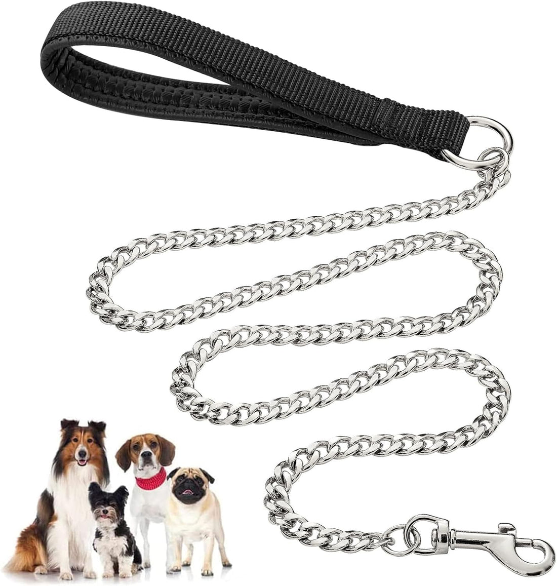 Heavy Duty Metal Chain Pet Leash With Padded Handle