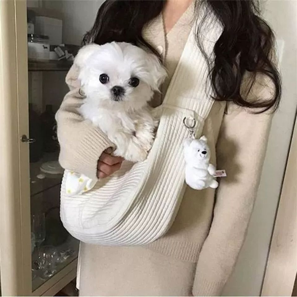 Handmade Canvas Pet Carrier Bag For Outdoor Travel