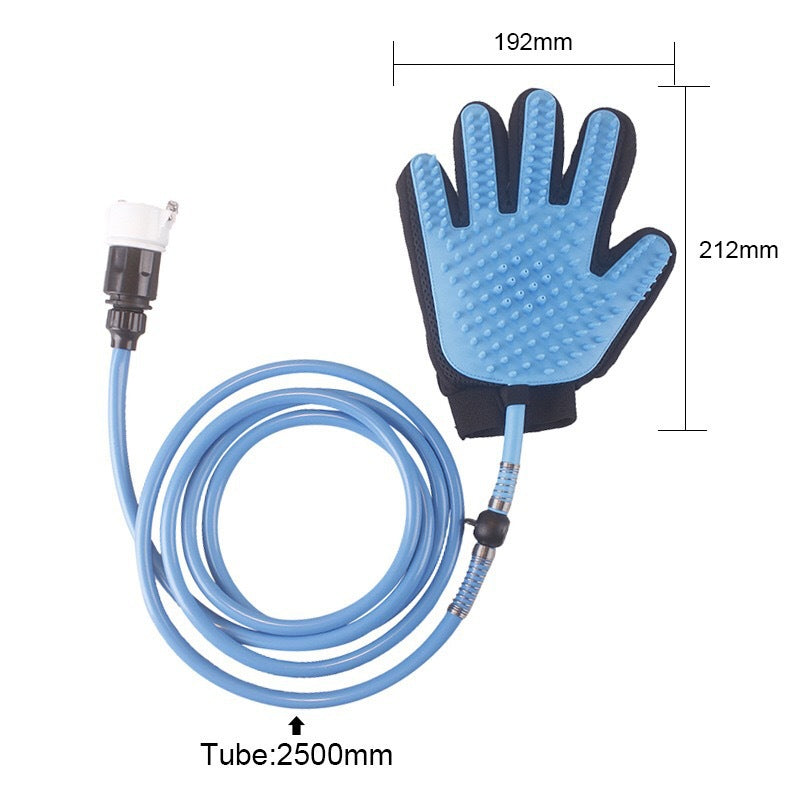 Five-Finger Silicone Pet Bath Brush With Hose Spray