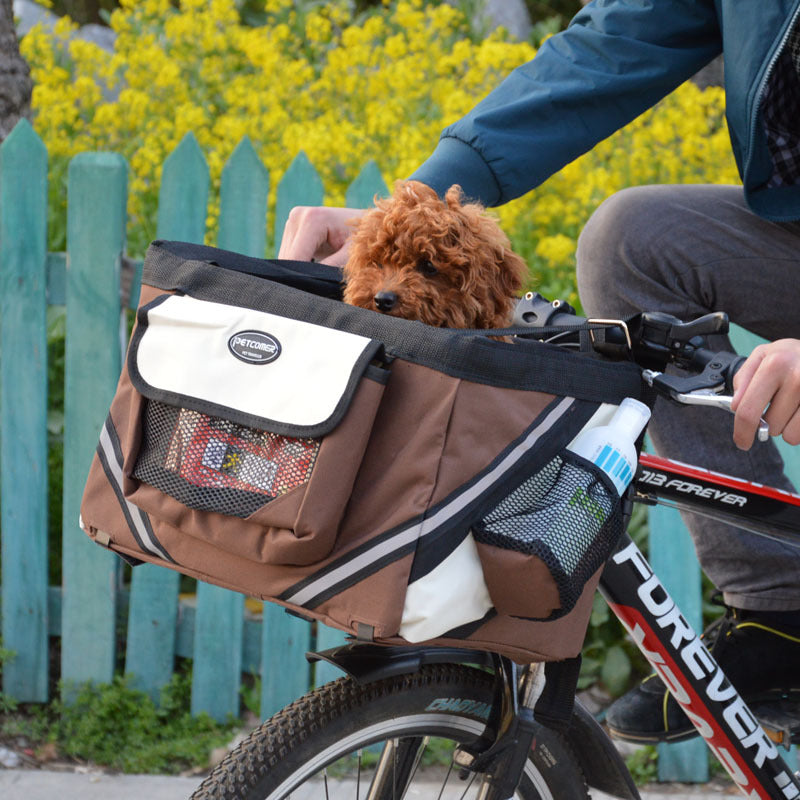 Removable Pet Bicycle Carrier Bag Front Handlebar Basket