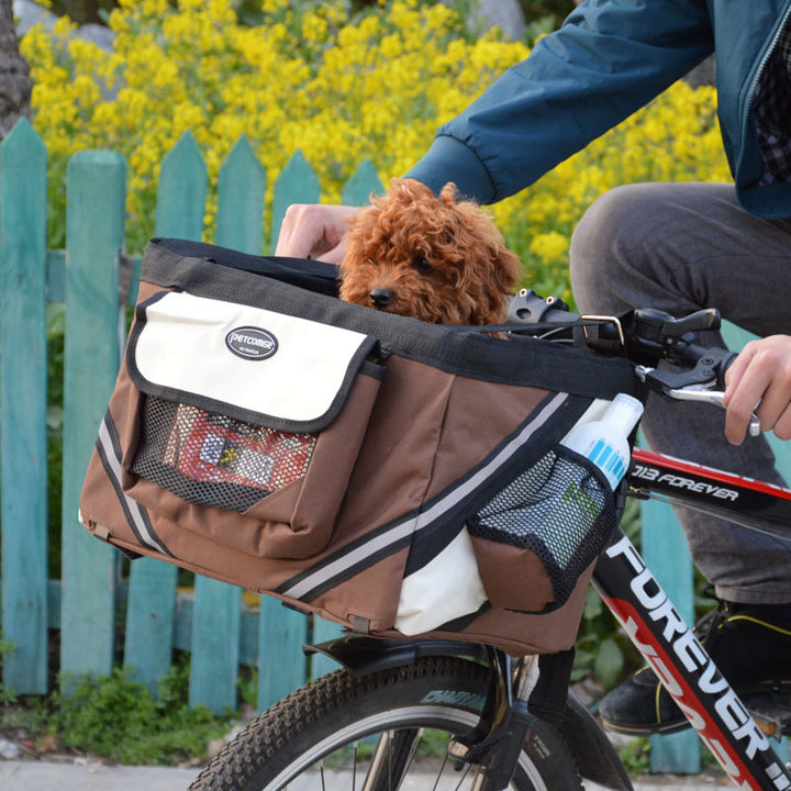 Removable Pet Bicycle Carrier Bag Front Handlebar Basket