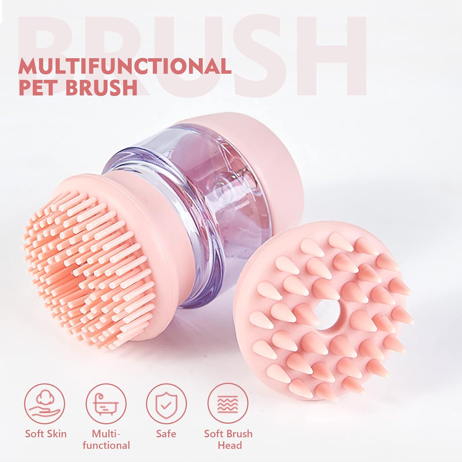 Silicone Pet Grooming Bath Brush With Shampoo Dispenser