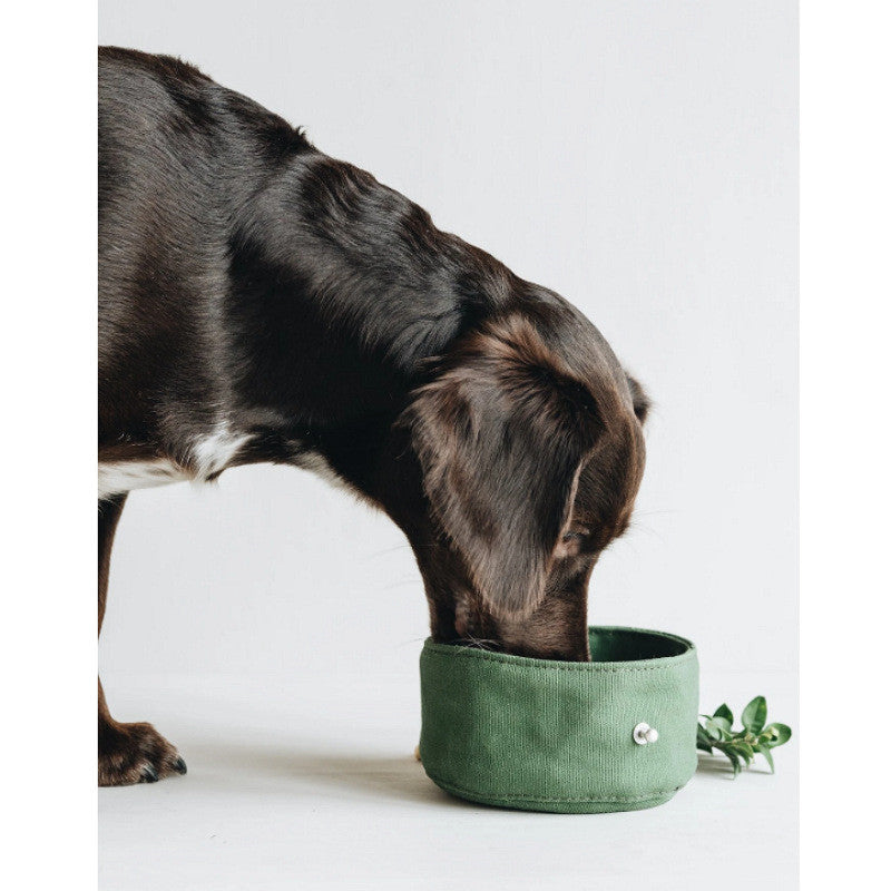 Folding Canvas Portable Pet Bowl For Feeding And Walking
