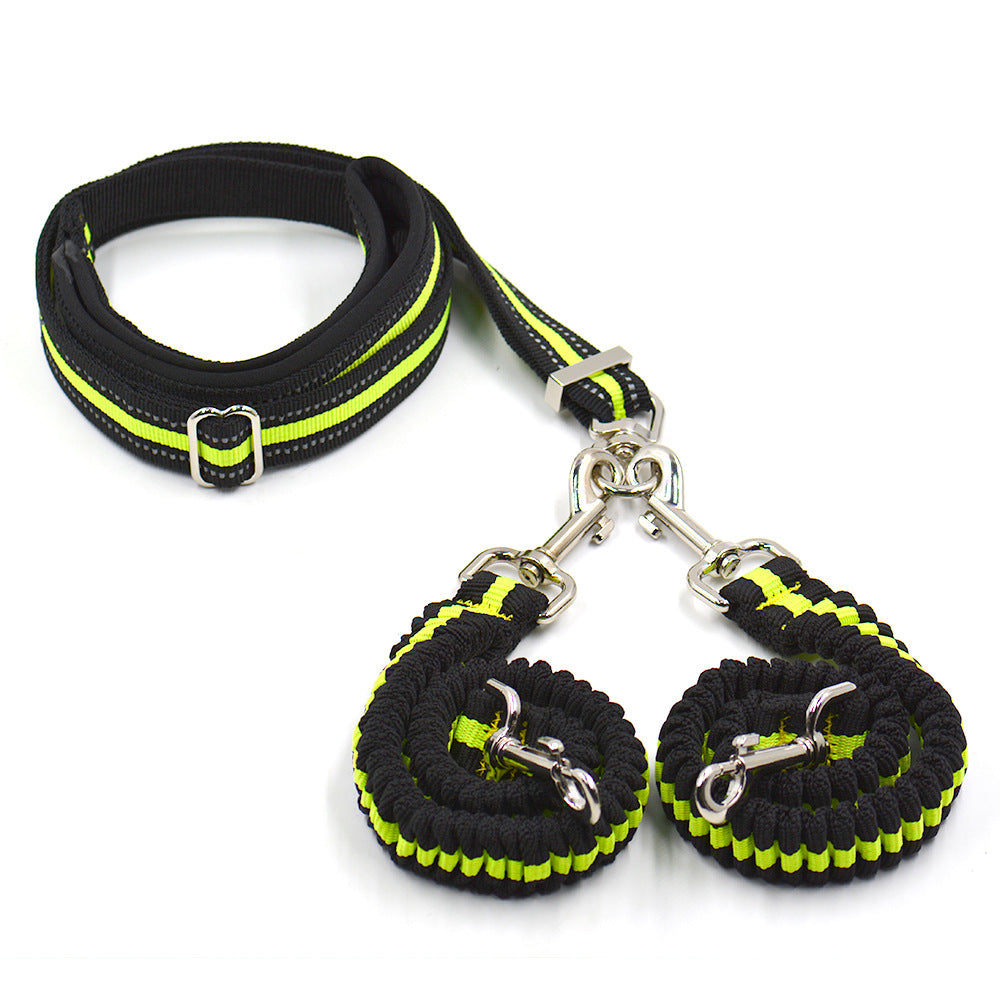 Adjustable Double Head Nylon One To Two Pet Leash