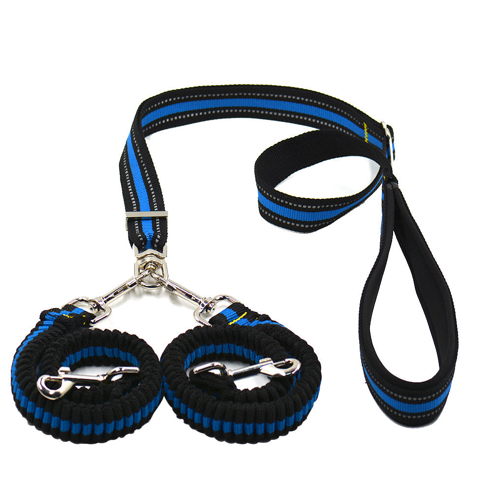 Adjustable Double Head Nylon One To Two Pet Leash