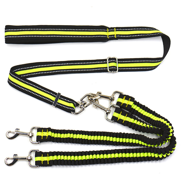 Adjustable Double Head Nylon One To Two Pet Leash