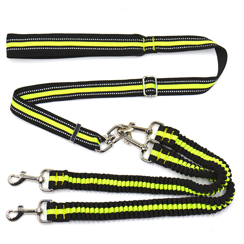 Adjustable Double Head Nylon One To Two Pet Leash