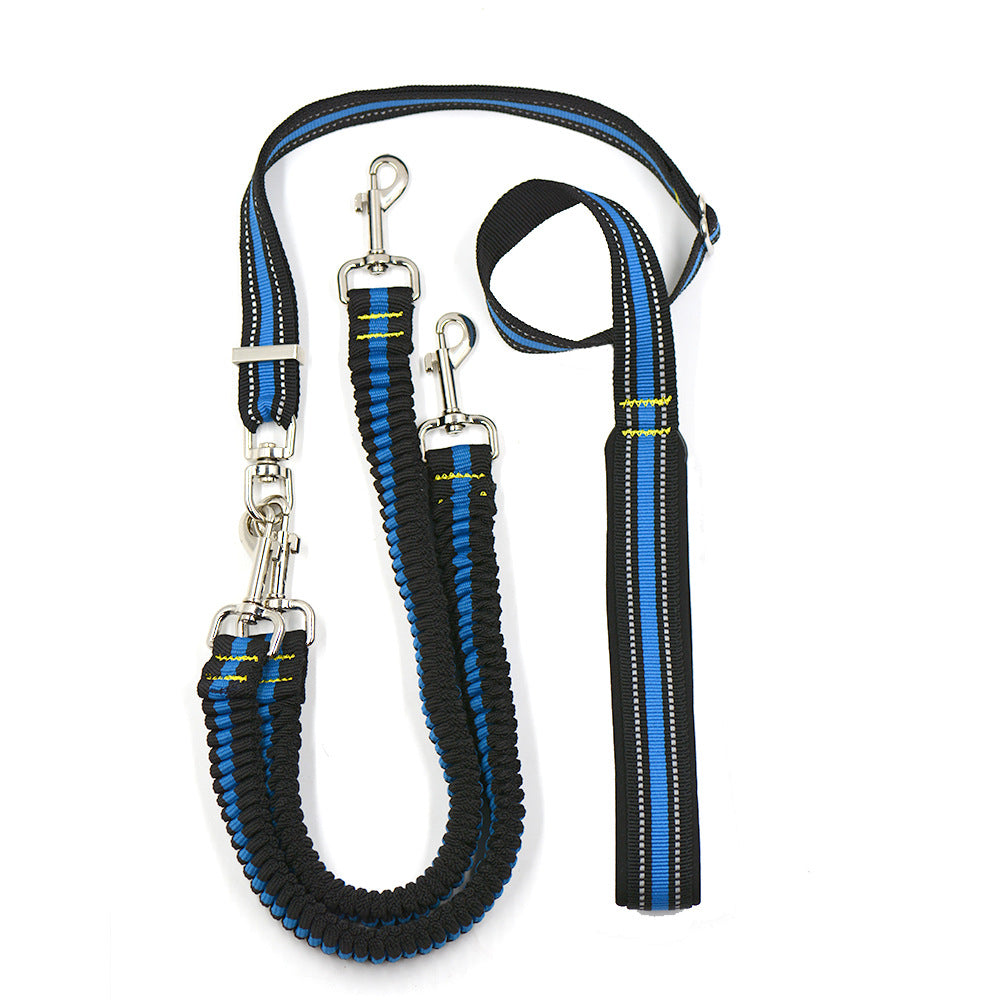 Adjustable Double Head Nylon One To Two Pet Leash