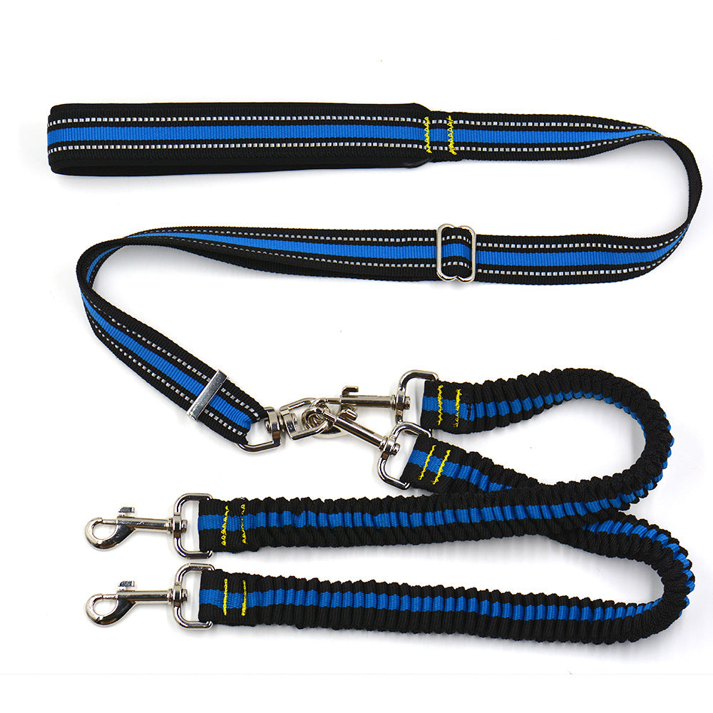 Adjustable Double Head Nylon One To Two Pet Leash