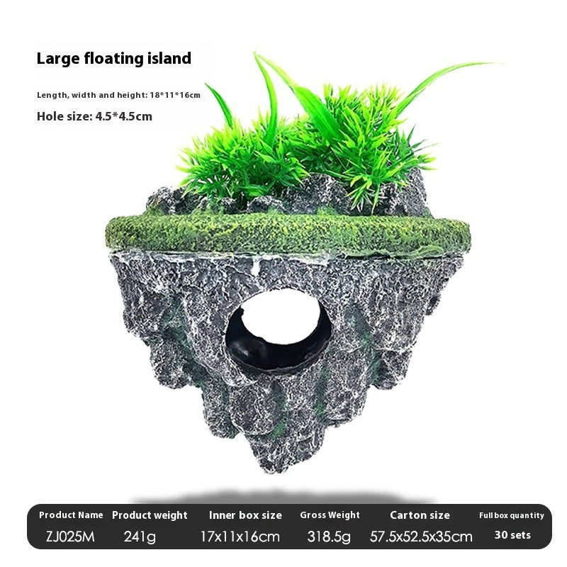 Floating Stone Ornament For Pet Tank Landscaping