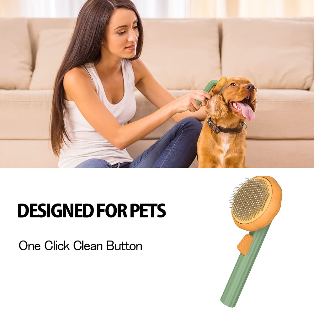 Self-Cleaning Pet Slicker Brush For Loose Hair Removal