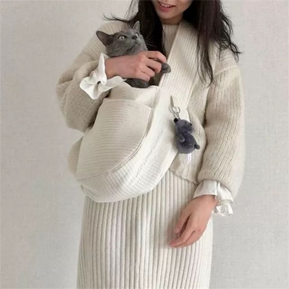 Handmade Canvas Pet Carrier Bag For Outdoor Travel