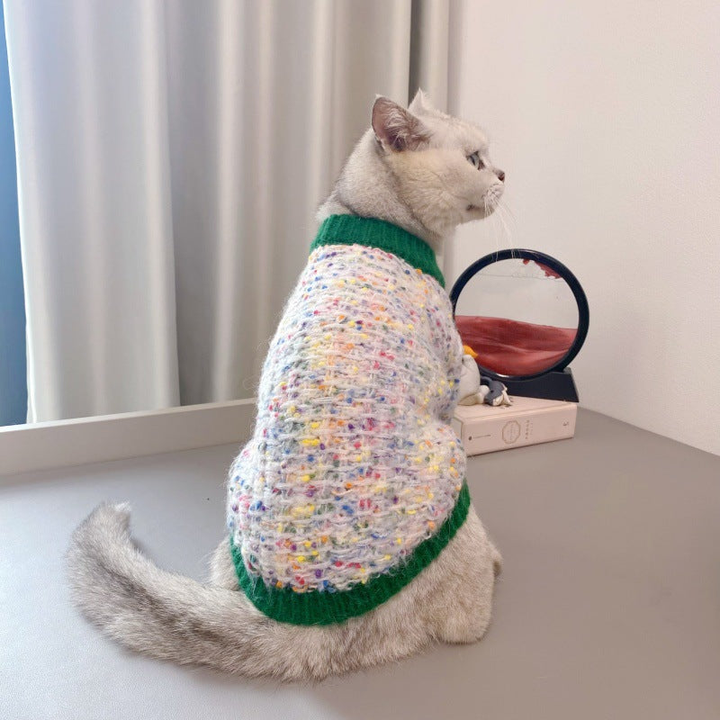 Pet Color Block Cardigan Sweater Stylish Comfortable Warm Outfit