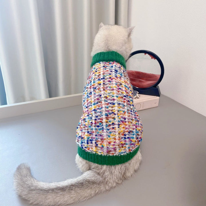 Pet Color Block Cardigan Sweater Stylish Comfortable Warm Outfit