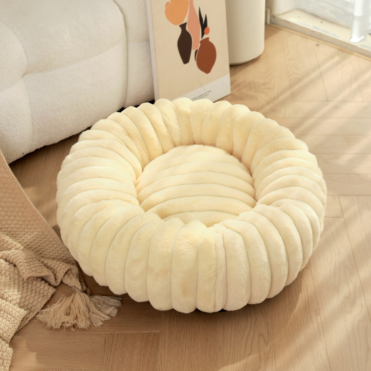 High-Weight Plush Round Pet Nest Warm Bed