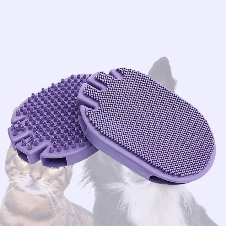 Dual-Sided Soft Bristle Pet Shampoo And Grooming Brush