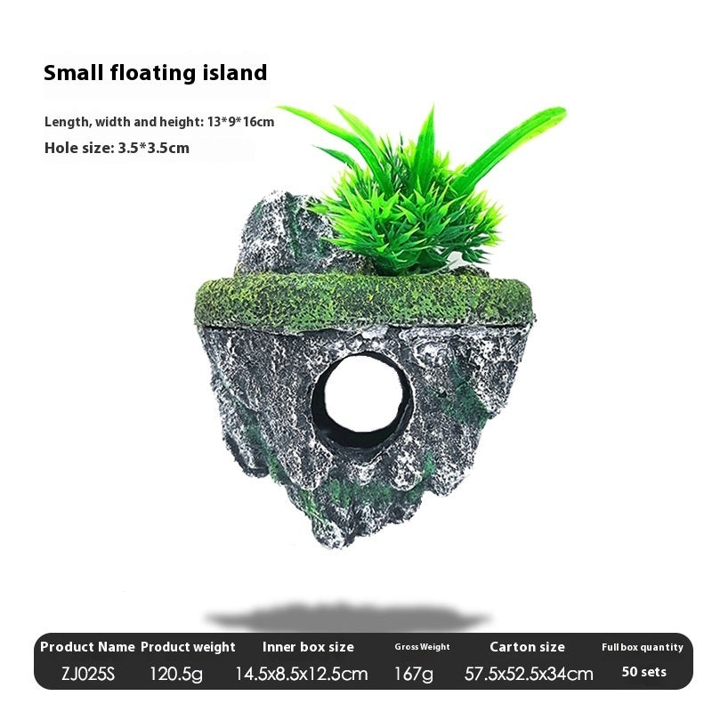 Floating Stone Ornament For Pet Tank Landscaping