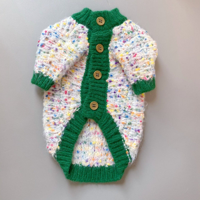 Pet Color Block Cardigan Sweater Stylish Comfortable Warm Outfit