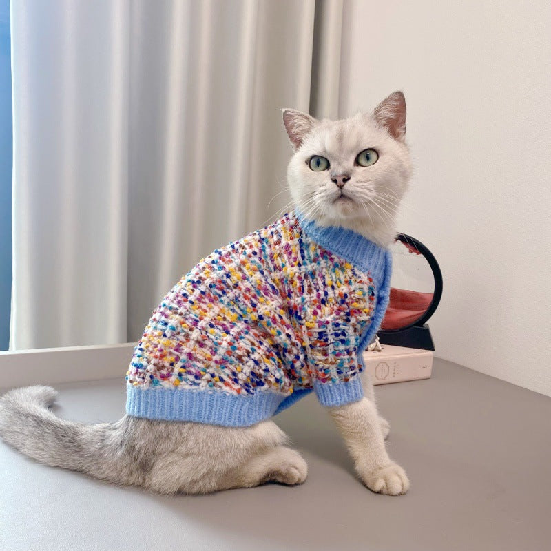 Pet Color Block Cardigan Sweater Stylish Comfortable Warm Outfit