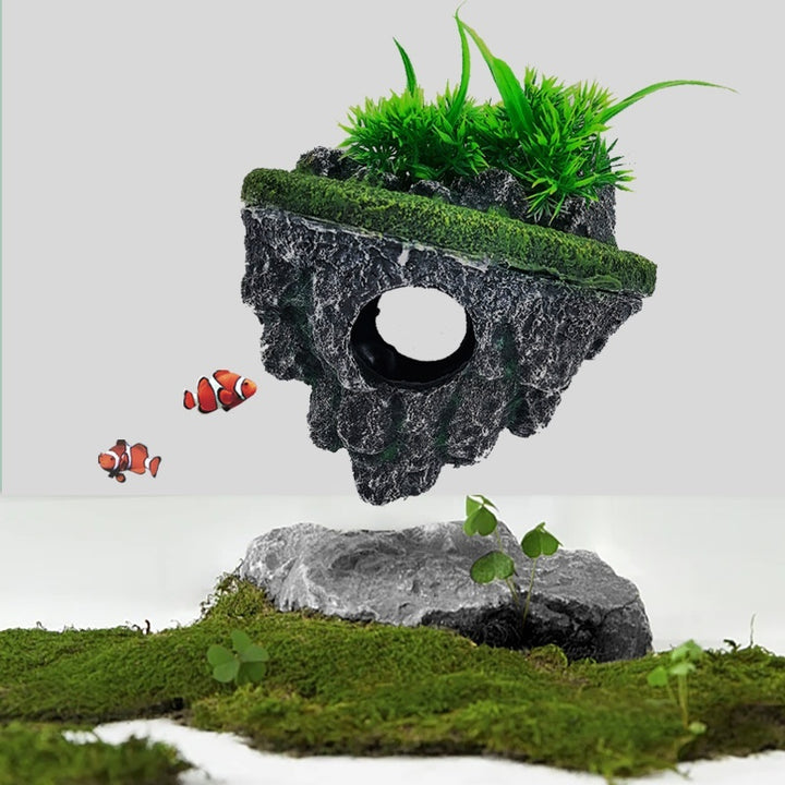Floating Stone Ornament For Pet Tank Landscaping