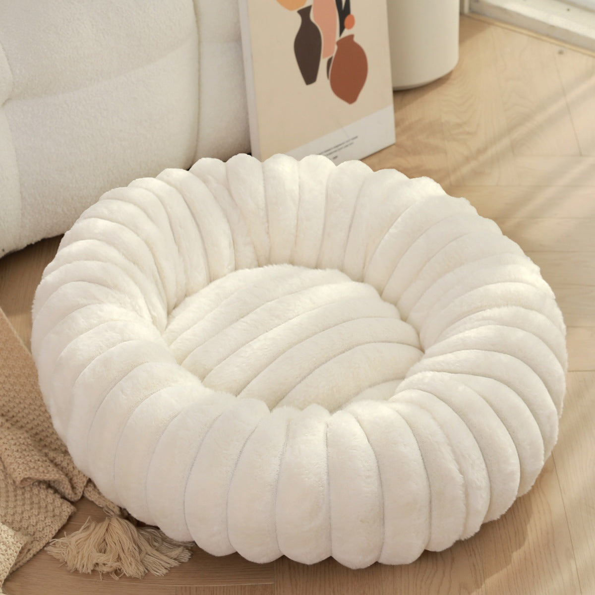 High-Weight Plush Round Pet Nest Warm Bed