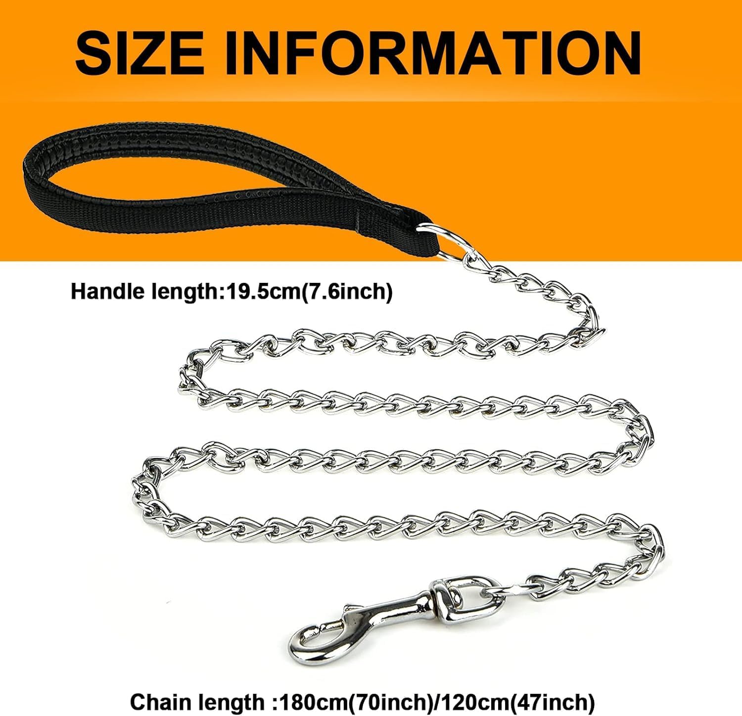 Heavy Duty Metal Chain Pet Leash With Padded Handle