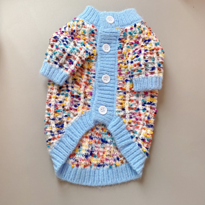 Pet Color Block Cardigan Sweater Stylish Comfortable Warm Outfit