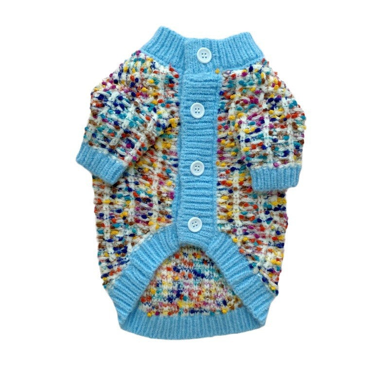 Pet Color Block Cardigan Sweater Stylish Comfortable Warm Outfit