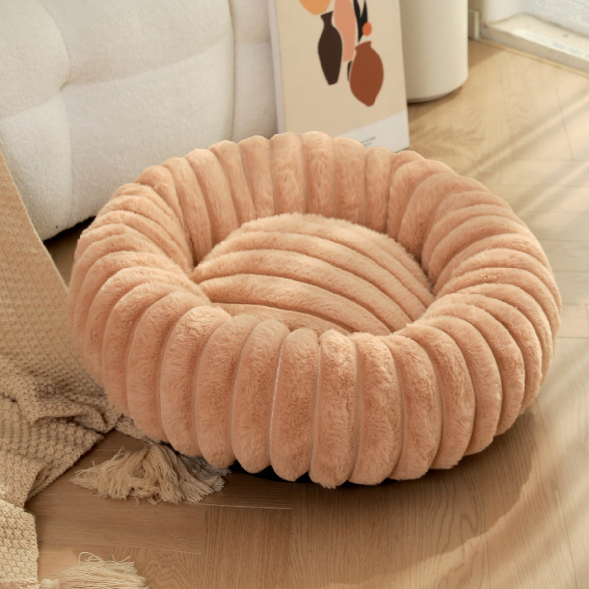 High-Weight Plush Round Pet Nest Warm Bed