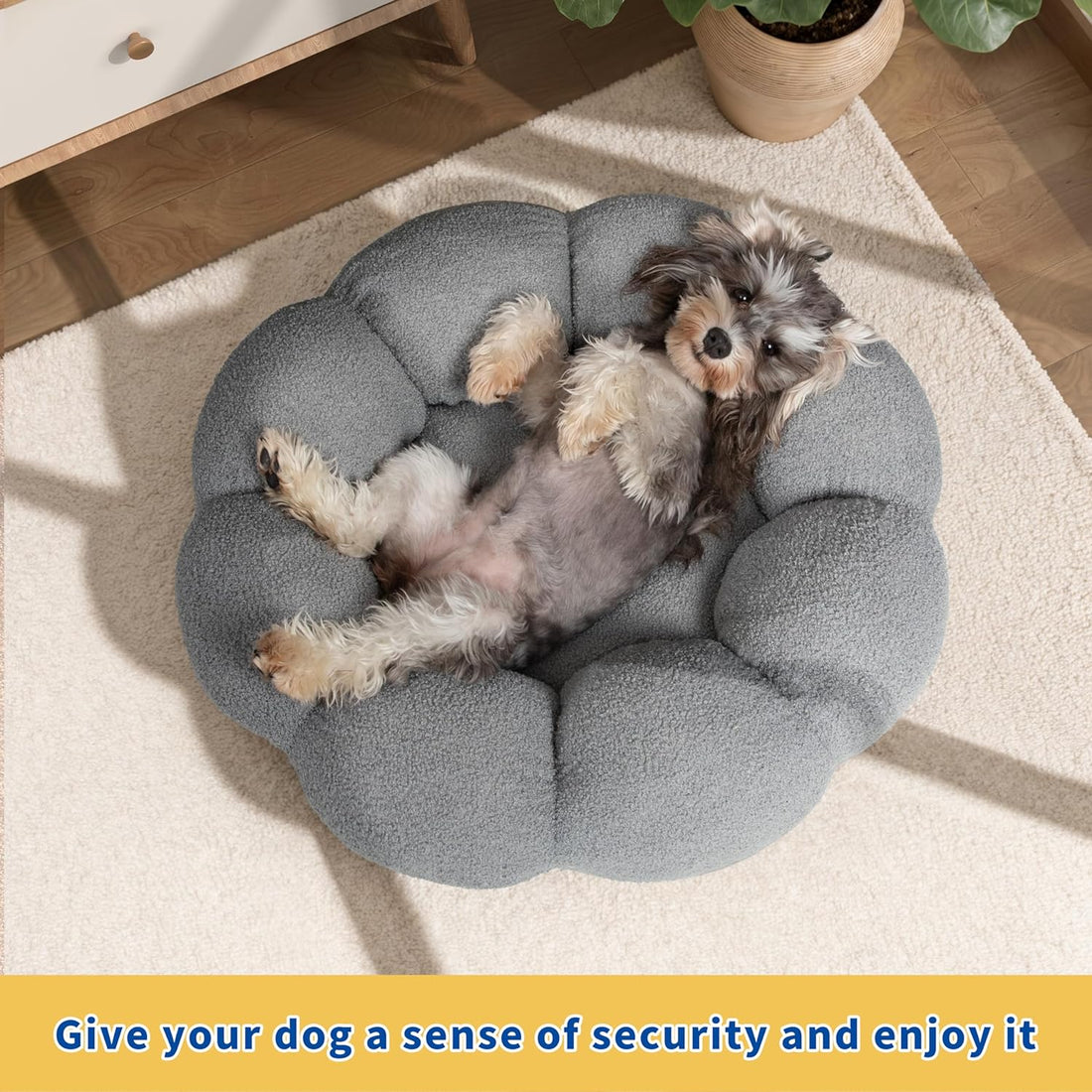 Fluffy Flower Donut Plush Pet Bed Calming Cuddler