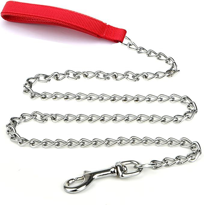 Heavy Duty Metal Chain Pet Leash With Padded Handle