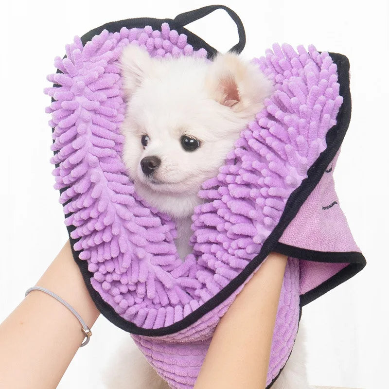 Super Absorbent Microfiber Pet Bath Towel With Hand Pockets