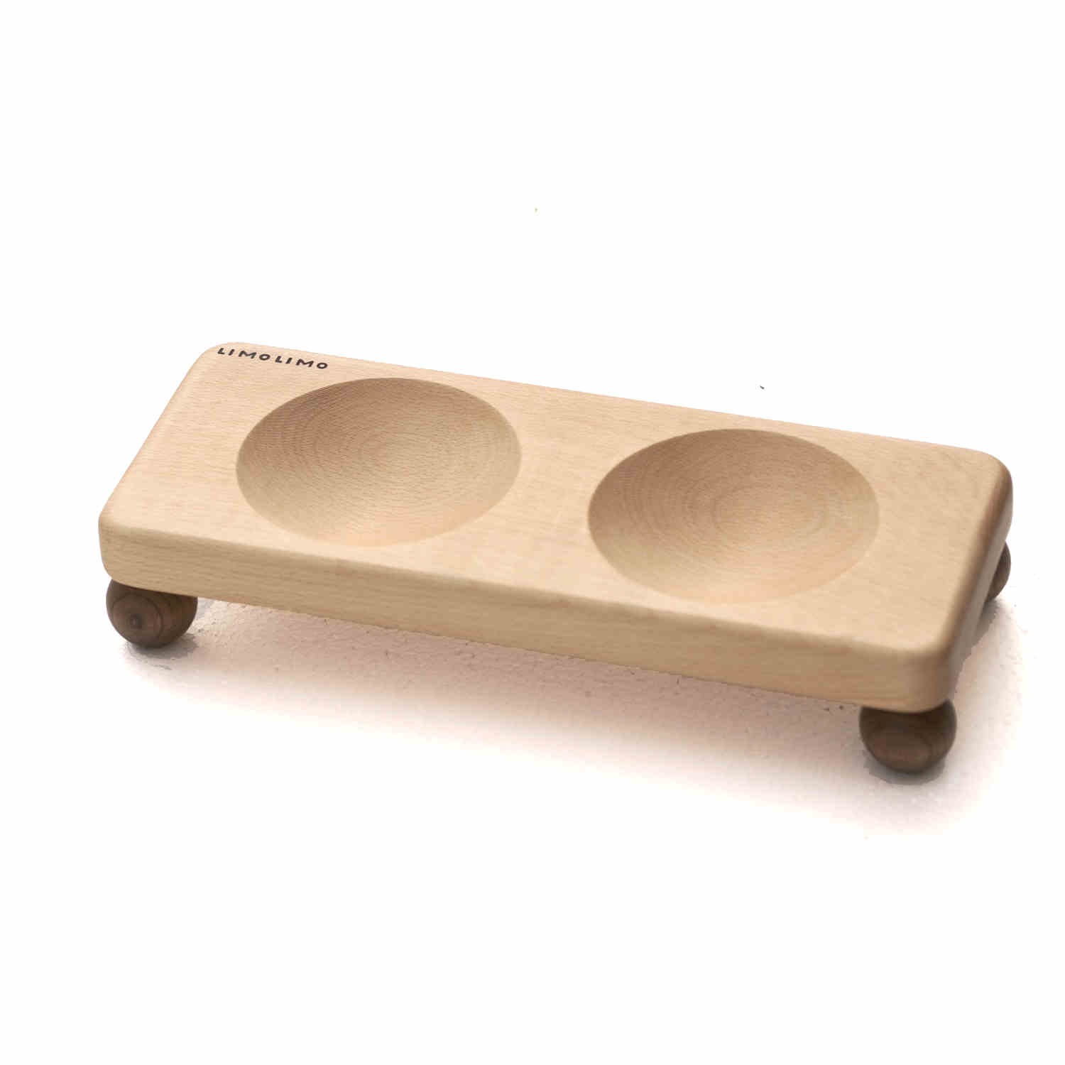 Solid Wood Pet Feeding Bowl With Ceramic Insert