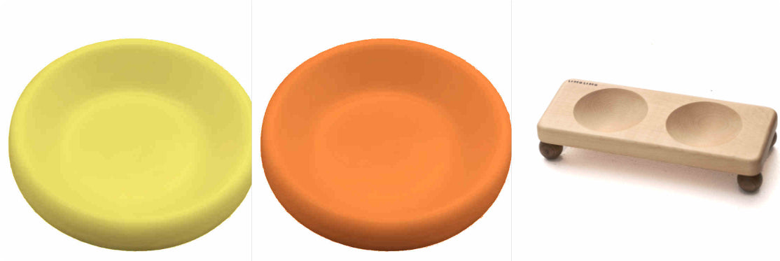 Solid Wood Pet Feeding Bowl With Ceramic Insert