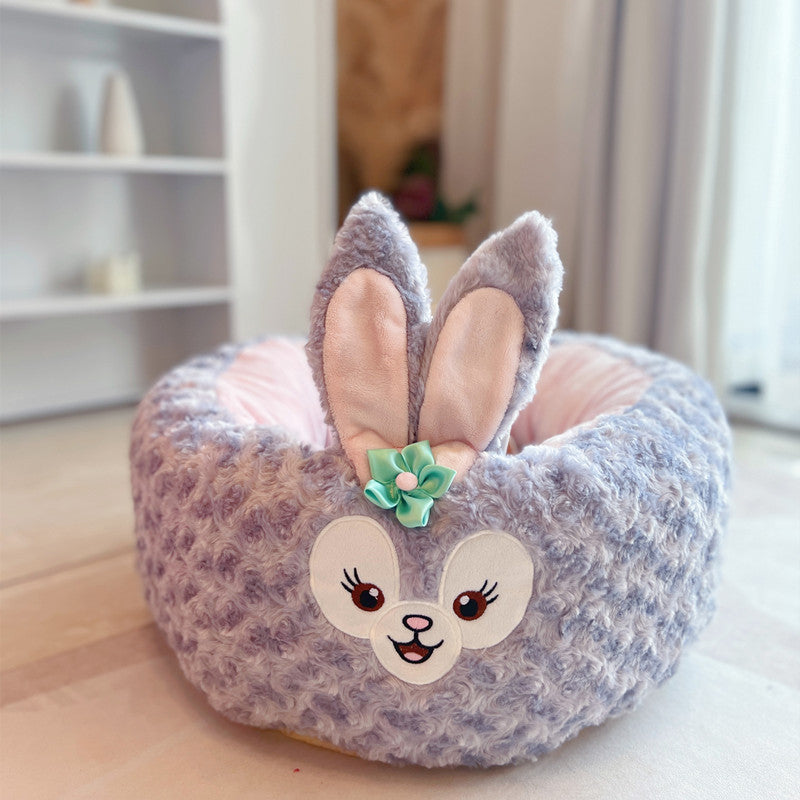 Cartoon Plush Round Pet Nest Four-Season Bed