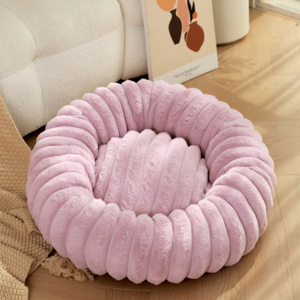 High-Weight Plush Round Pet Nest Warm Bed