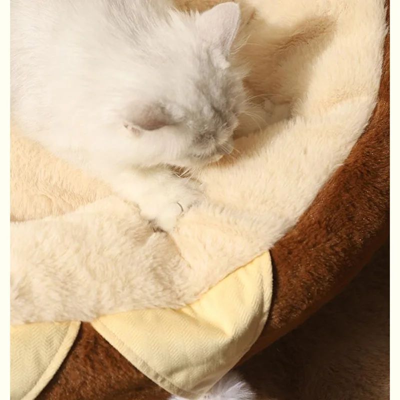 Round Plush Pet Bed Soft Warm Cushion