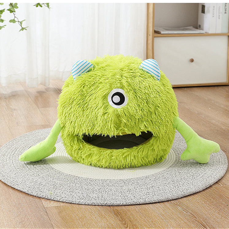 Machine Washable Round Plush Pet Bed Calming Cushion