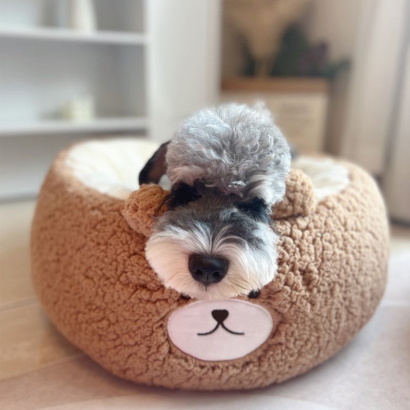 Cartoon Plush Round Pet Nest Four-Season Bed