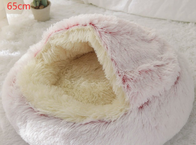 2-in-1 Round Plush Pet Bed Warm Winter House