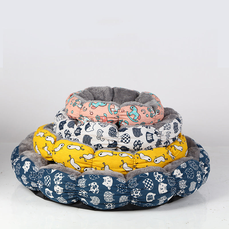Calming Donut Round Plush Pet Bed