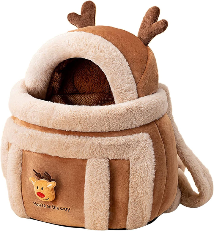 Pet Travel Backpack Carrier Bag With Plush Hand Warmers