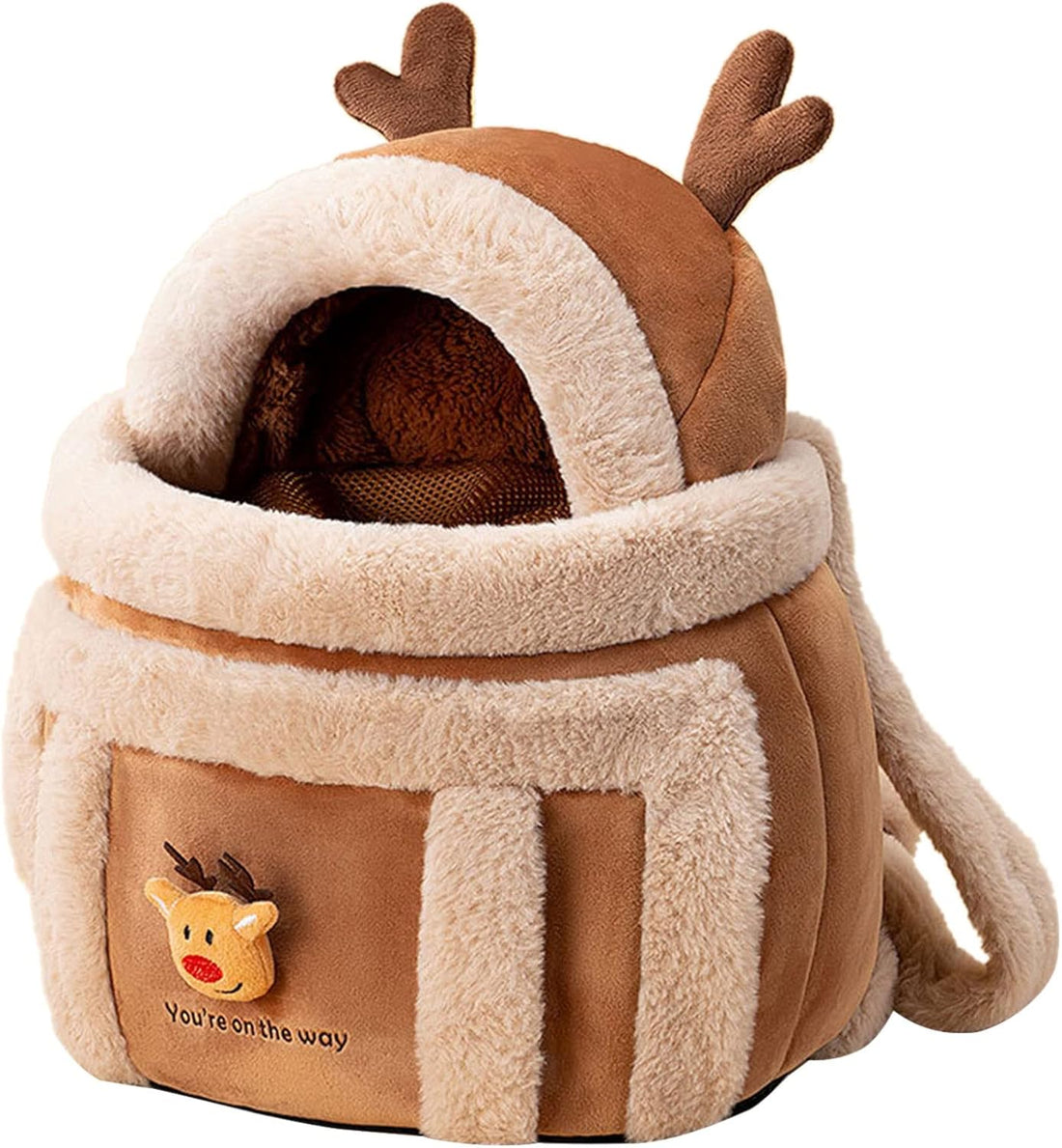 Pet Travel Backpack Carrier Bag With Plush Hand Warmers