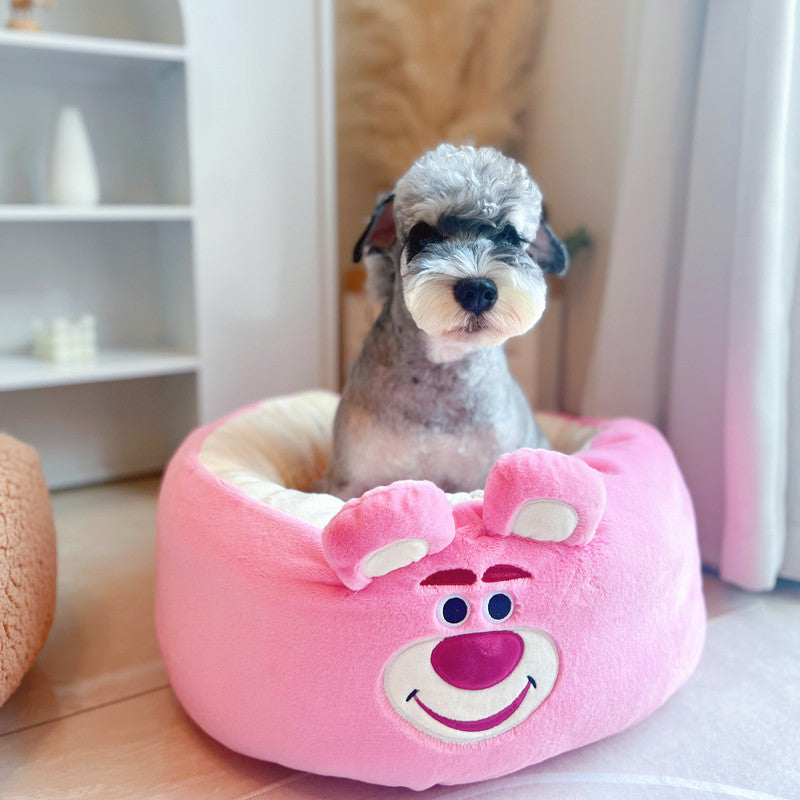 Cartoon Plush Round Pet Nest Four-Season Bed